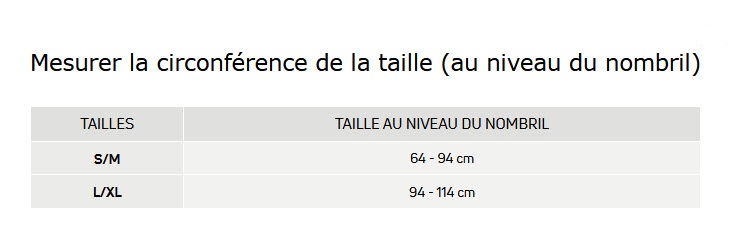 Guide tailles Dos